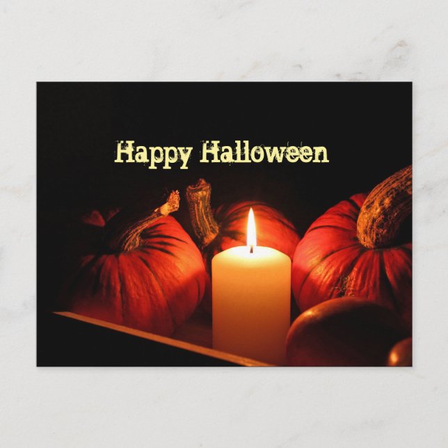 Pumpkin Orange Flame Halloween Photo Halloween Vykort (Framsida)