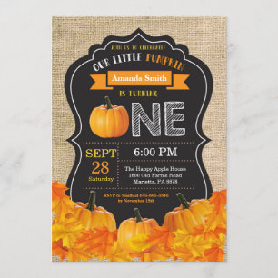 Pumpkin-Orange för första födelsedagarinbjudan - e Inbjudningar