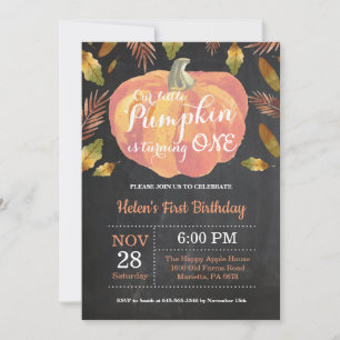 Pumpkin-Orange för första födelsedagsinbjudan Inbjudningar