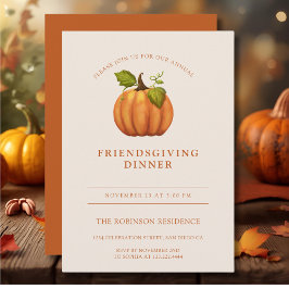 Pumpkin Orange Friendsgiving-Thanksgiving Inbjudningar