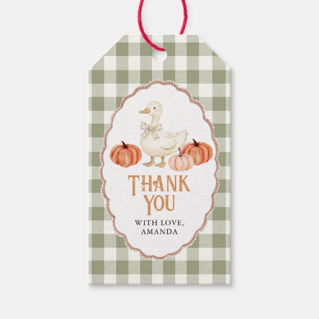 Pumpkin Orange Goose Baby Shower Gift-Märkre Presentetikett (Framsidan)