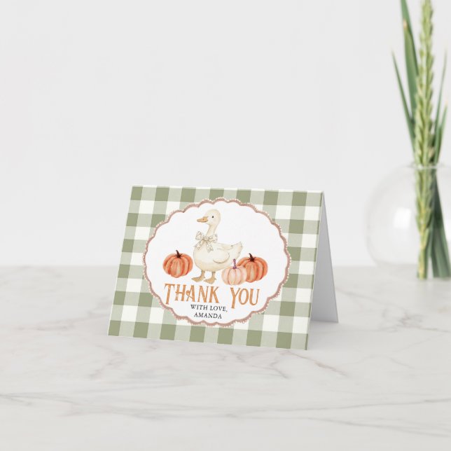 Pumpkin Orange Goose Baby Shower Tack Card Kort (Framsida)