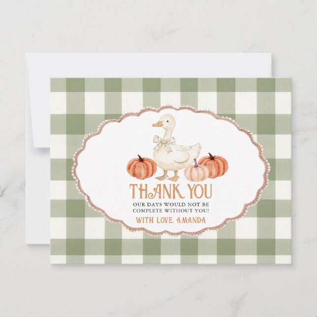 Pumpkin Orange Goose Baby Shower Tack Card Kort (Framsida)