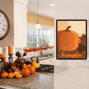 Pumpkin Orange Kitchen Wall Decor Poster