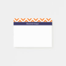 Pumpkin Orange Lg Chevron Navy Namn Monogram