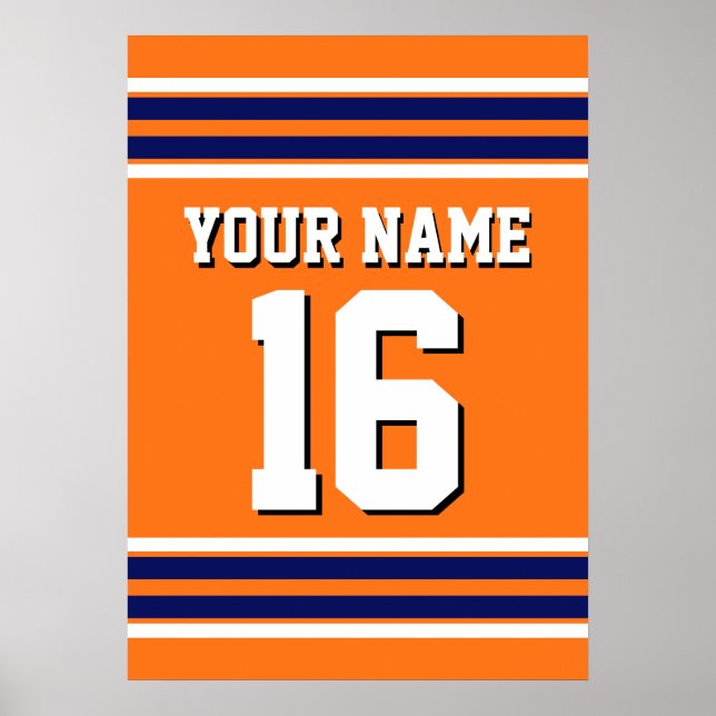 Pumpkin Orange med Navy White Rand Team Jersey Poster (Framsidan)