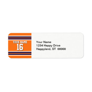 Pumpkin Orange med Navy White Rand Team Jersey Returadress Etikett