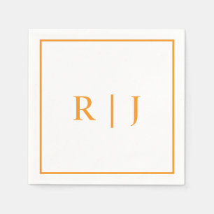 Pumpkin Orange Monogram Autumn Fall Wedand Pappersservett