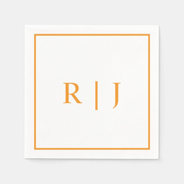 Pumpkin Orange Monogram Autumn Fall Wedand Pappersservett (Framsidan)