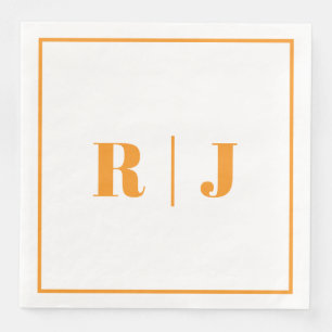Pumpkin Orange Monogram - hösten Bröllop 2025 Pappersservett