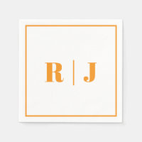 Pumpkin Orange Monogram Simple Fall Hösten Bröllop