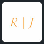 Pumpkin Orange Monograms Fall Autumn Wedding Fyrkantigt Klistermärke<br><div class="desc">Designed with text template for monogrammed initials which you can customize!</div>