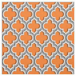 Pumpkin-Orange, Mörk Grått Moroccan Quatrefoil #5D Tyg