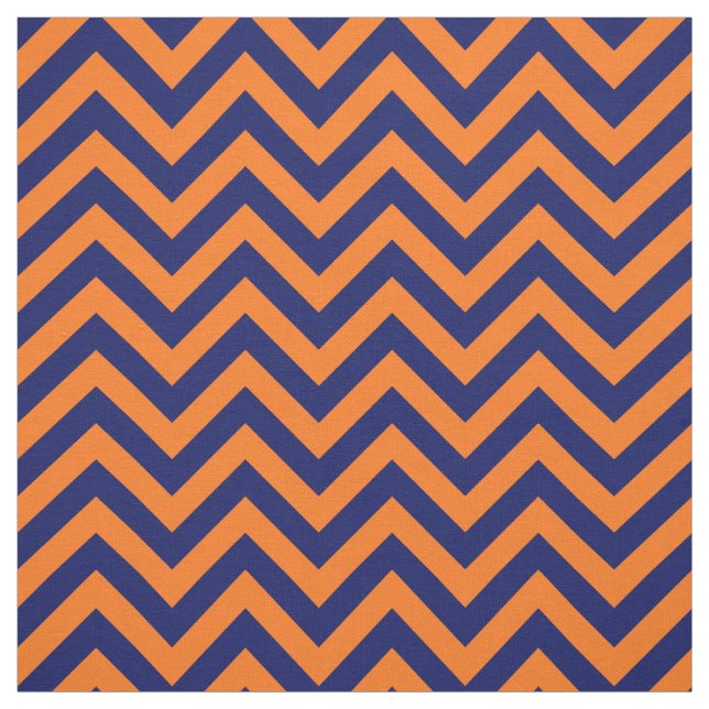 Pumpkin Orange Navy Blue LG Chevron Mönster 12I Tyg (Provkarta)