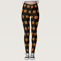 Pumpkin Orange och Black Halloween Leggings