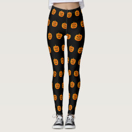 Pumpkin Orange och Black Halloween Leggings