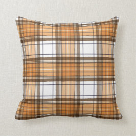 Pumpkin-Orange och Brown Plaid Fall Dekorativ kudd Kudde