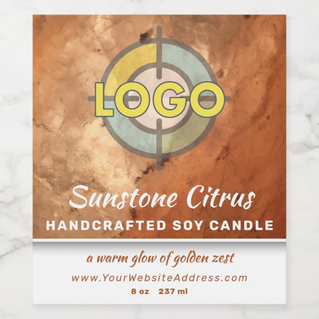 Pumpkin Orange Peach Marble Warm Glow Aesthetic Vinflaska Etikett (Singel etikett)