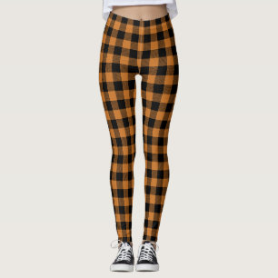 Pumpkin orange plaid mönster leggings