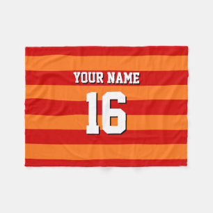 Pumpkin Orange Red Team Jersey Preppy Rand Fleecefilt