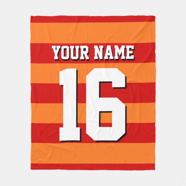Pumpkin Orange Red Team Jersey Preppy Rand Fleecefilt (Framsidan)
