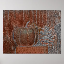 Pumpkin Orange Silver Metallic Elegant Höst Poster