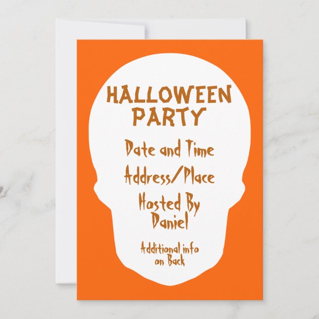 Pumpkin Orange Skull - minimalt Inbjudningar (Framsida)