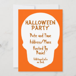Pumpkin Orange Skull - minimalt Inbjudningar