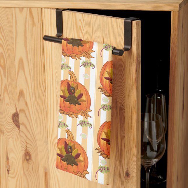 Pumpkin Orange Turkiet Kitchen Hand Towel Kökshandduk (Thirds Fold)