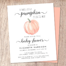 Pumpkin Orange Watercolor Baby Shower-inbjudan