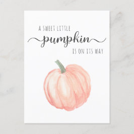 Pumpkin Orange Watercolor Baby Shower Inbjudan Vykort