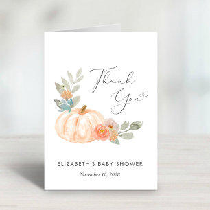 Pumpkin Orange Watercolor Baby Shower Tack Kort
