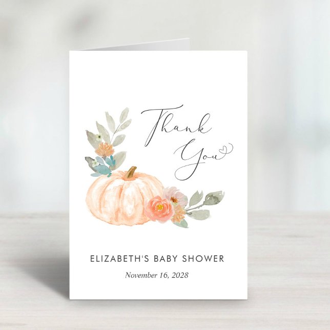 Pumpkin Orange Watercolor Baby Shower Tack Kort (Skapare uppladdad)