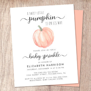 Pumpkin Orange Watercolor Baby Sprinkle-inbjudan