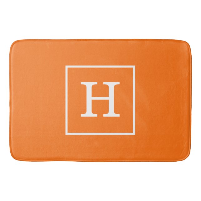 Pumpkin Orange White Framed Monogram Badrumsmatta (Framsidan)