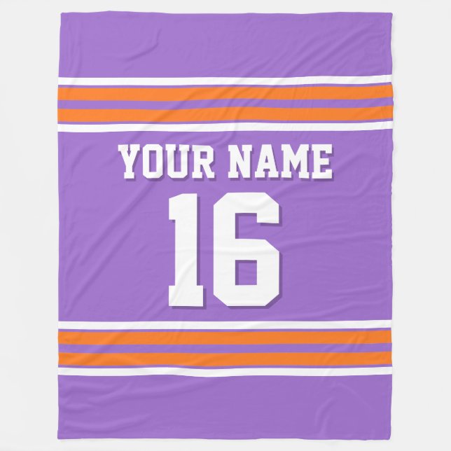 Pumpkin Orange White Sports Jersey Fleecefilt (Framsidan)