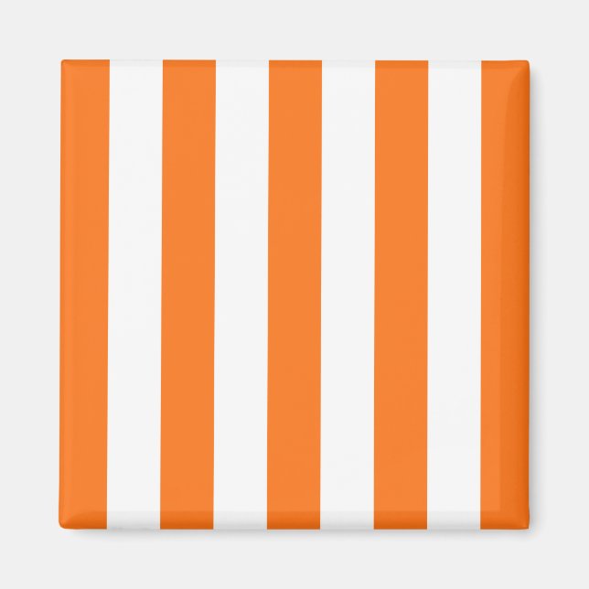 Pumpkin Orange White XL Rand Mönster Magnet (Framsidan)