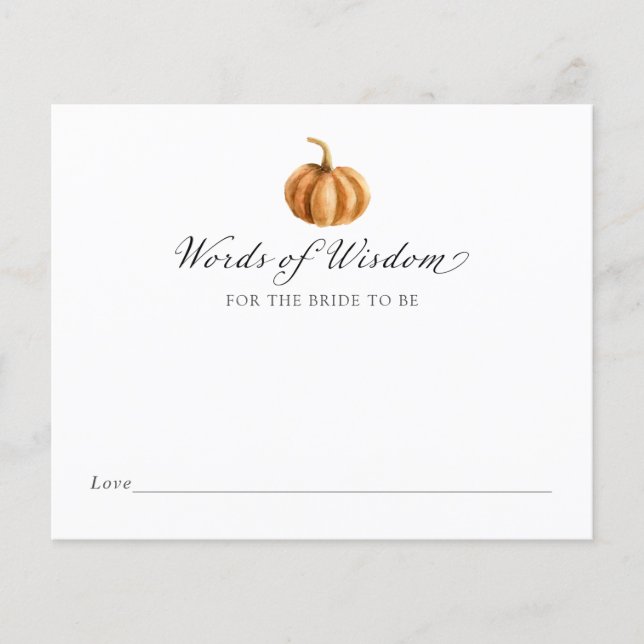 Pumpkin Ord av Wisdom för att bruden ska (Framsida)