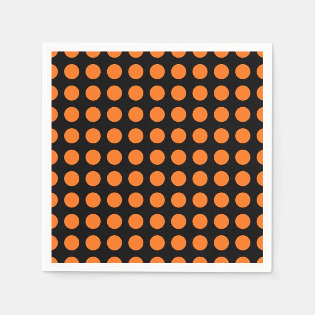 Pumpkin på Black Large Vågrät Polka dots Papper Pappersservett (Framsidan)