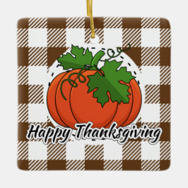 Pumpkin på Brown Play - Happy thanksgiving Julgransprydnad Keramik