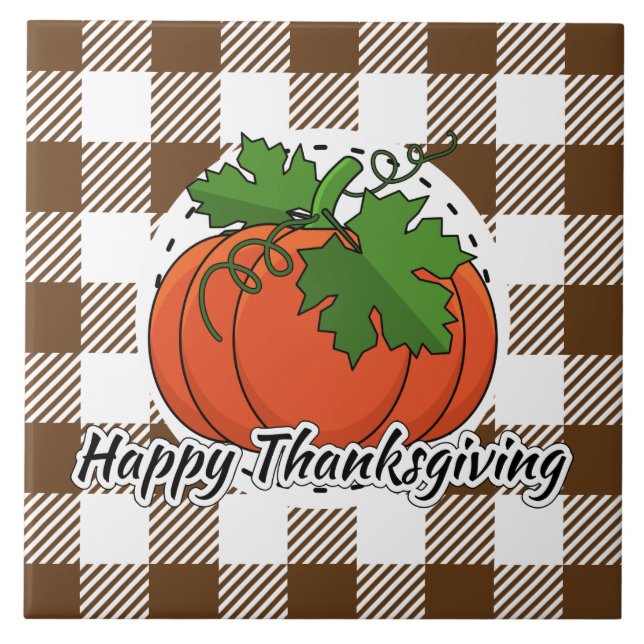 Pumpkin på Brown Play - Happy thanksgiving Kakelplatta (Framsidan)