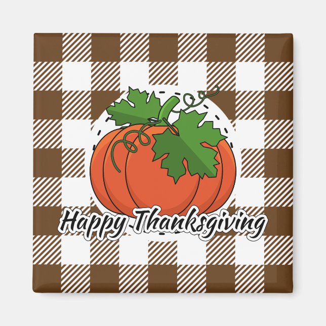 Pumpkin på Brown Play - Happy thanksgiving Magnet (Framsidan)