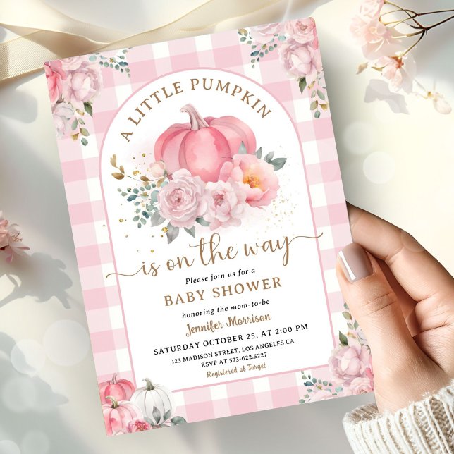 Pumpkin på hur Rosan för babyskor sjunker Inbjudningar (Skapare uppladdad)