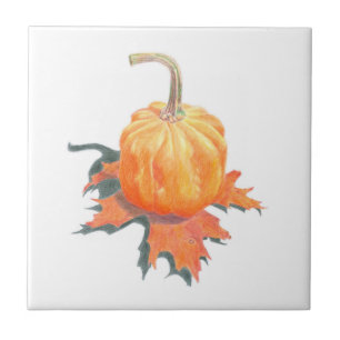 Pumpkin på keramiskt plattor av Löv Kakelplatta