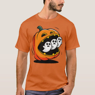 Pumpkin PacMan Eating Ghosts T Shirt