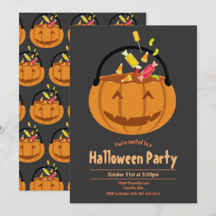 Pumpkin Pail Candy Kid's Halloween fest Inbjudningar