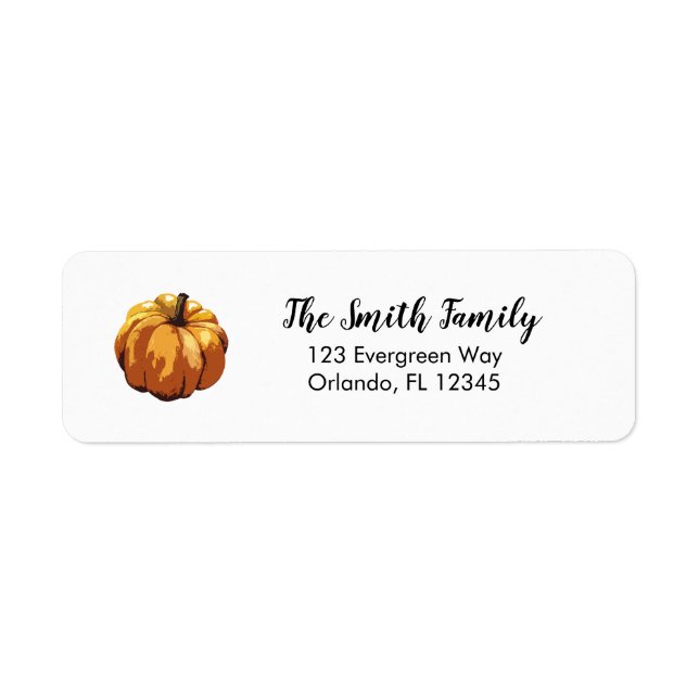 Pumpkin Painting Autumn Design Returadress Etikett (Framsidan)