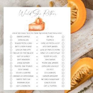 Pumpkin paj babydusch skulle hon hellre spela?