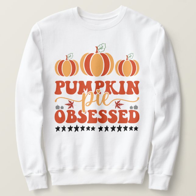 Pumpkin Paj besatt med Höst löv pumpor Lång Ärmad Tröja (Design framsida)