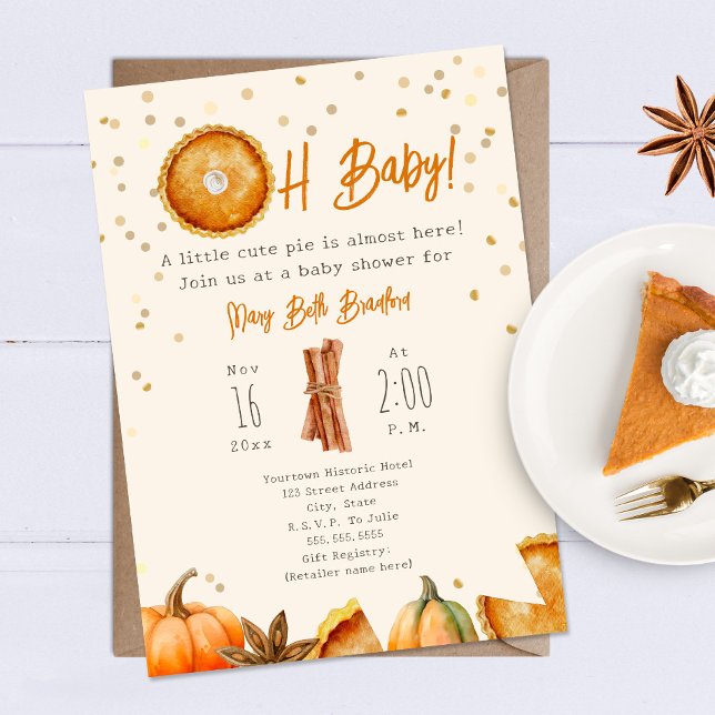 Pumpkin Paj Cutie Paj Oh Baby Shower Inbjudningar (Skapare uppladdad)